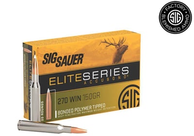 Sig Sauer 270 Win, 150GR, ELITE SERIES ACCUBOND, 20 RD CT. BOX - BLEMISHED - $34.79