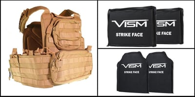 Body Armor Bundle: Guard Dog Body Armor Sheppard Plate Carrier - FDE + VISM Level IIIA Ballistic Soft Panel 10"X12" Bullet Proof Up To .44 Mag x2 + VISM Ballistic Soft Panel - 6" X 8" - Rectangle Cut x2 - $279.99 (FREE S/H over $120)