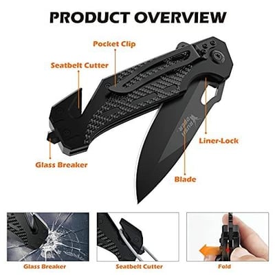 Rush Deer Folding Pocket Knife EDC Liner Lock, Pocketclip, Glass Breaker, Seatbelt Cutter - $16.99 (Free S/H over $25)