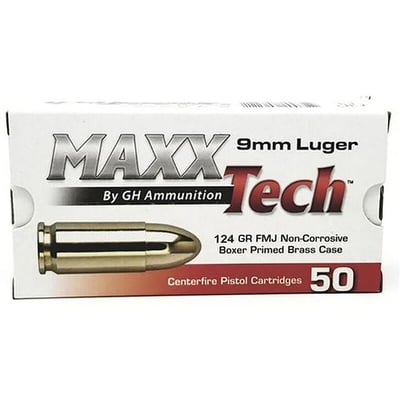 MAXXTech 9mm Luger Ammunition 50 Rounds FMJ 124 Grains - $12.89