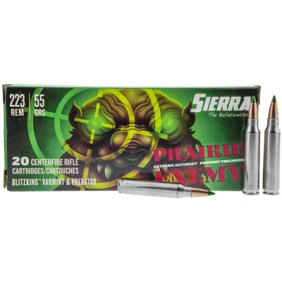 Sierra Bullets, Prairie Enemy, 223 Remington, 55Gr, BlitzKing, 20 Round Box - $24.14 (Free S/H over $250)