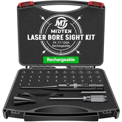 MidTen Professional Red/Green Laser Bore Sight with 32 Adapters Fit 0.17 to 12GA Cal - $17.99 w/code "UO3GSHQI" + FREE Shipping