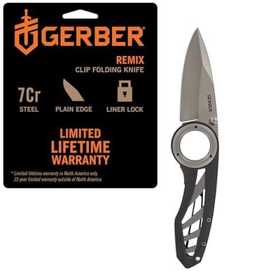 Gerber Gear Remix Folding Pocket Knife, 3" Fine Edge Blade Pocket Knife for Survival and Camping, Gray - $28.70 + FREE Shipping