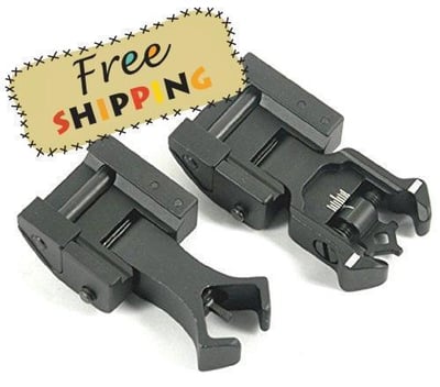 MUDCAT Superior Ar Tactical Flip up Front and Rear Iron Sights Set for Picatinny Rails A2 223 5.56 Colt - $28.88 shipped (Free S/H over $25)