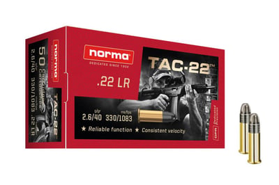 Norma 22 LR 40 gr LRN TAC-22 500/Box - $29.99