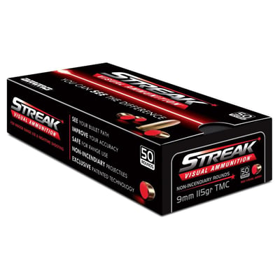 Ammo Inc STREAK Red 9mm Ammo 115 Grain TMC, 50rds - $13.99