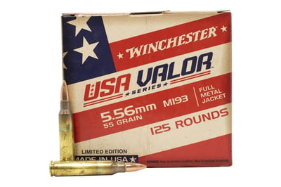 Winchester 5.56mm M193 55gr FMJ USA Valor Series 125/Box - $69.99