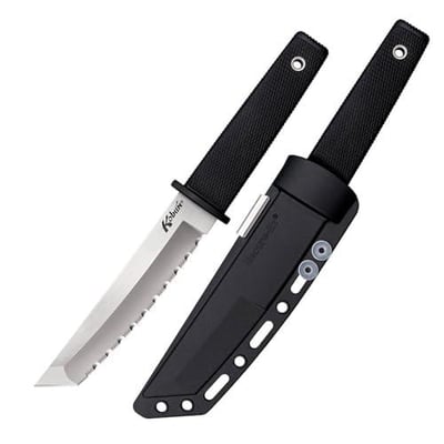 Cold Steel Kobun Serrated 5.5" Japanese AUS8A Stainless Steel American Tanto Shape Fixed Blade Tactical Hunting Knife, Ergonomic Kray-Ex Handle, Secure-Ex Sheath - $38.90 + FREE Shipping