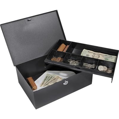 BARSKA 12-Inch Cash Box and 6 Compartment Tray with Key Lock , Black - $44.09 + FREE Shipping