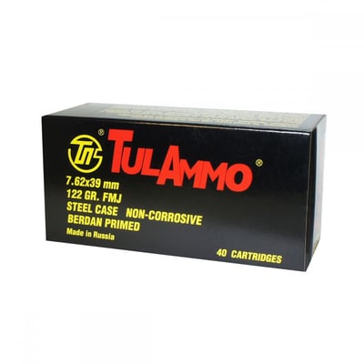 TULAMMO USA - STEEL CASE AMMO 7.62X39MM 122GR FMJ 4 boxes (160 rounds) - $109.96 after code "TAG" + S/H