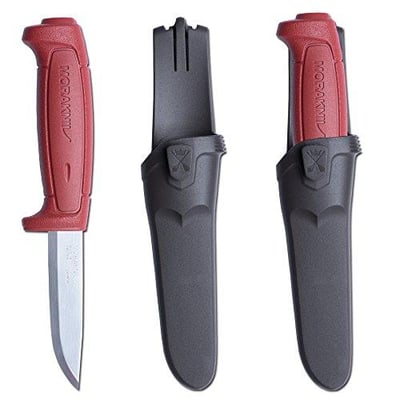 Morakniv Craftline Basic 511 High Carbon Steel Fixed Blade Utility Knife and Combi-Sheath, 3.6" Blade, Red - $7.09 (Free S/H over $25)