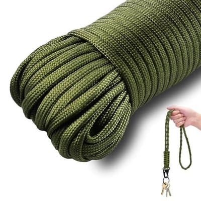100ft Paracord Rope, 7 Strand Type III Parachute Cord, 4mm Paracord 550 Cord for Outdoor Camping Hiking Survival Bracelets DIY Projects (Army Green) - $4.99 + FREE Shipping