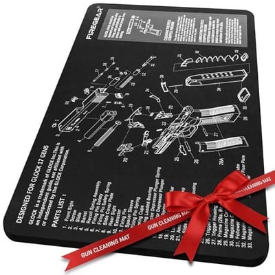 FIREGEAR Gun Cleaning Mat, 1/4 Inch Thick Pistol Cleaning Mat with Detailed Parts Diagram & Parts List, Leak-Proof Surface Glock Cleaning Mat, Black 20 x 12 Inches - $6.43 + FREE Shipping