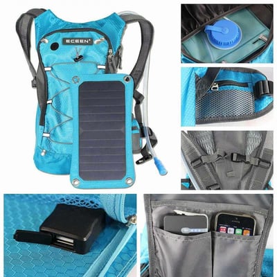 Hydration Pack with 2 Bladder, 7W Solar Phone Charger and 10,000mAh 2-Port Power Bank - $37 + $5.99 shipping  (Free S/H over $25)