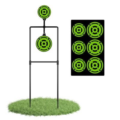 Ideagle Double Spinner Shooting Targets, 3/8" Thick Metal High Caliber Auto Reset Steel Target for Centerfire Handguns up to .44 Magnum - $24.29 After Code “SO2CJC36” + FREE Shipping