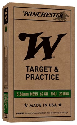 Winchester M855 Green Tip 5.56x45mm NATO 62 Grain FMJ 20 Rnds - $10.48 (Free Shipping over $50)