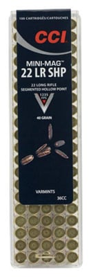 CCI Mini-Mag 22 LR 40 Grain Segmented Hollow Point 36CC 100 Rounds - $7.98 