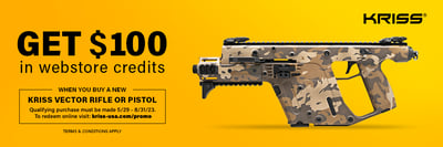 Receive $100.00 KRISS Webstore Credit with the purchase of a qualifying KRISS Vector 