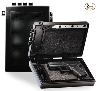 STOPBOX PRO Gun Safe 2PK (Compact Only) Quick Access Portable Gun Case, TSA Compliant Gun Lock Box for Car or Travel Safe Box, Black - $99 + FREE Shipping