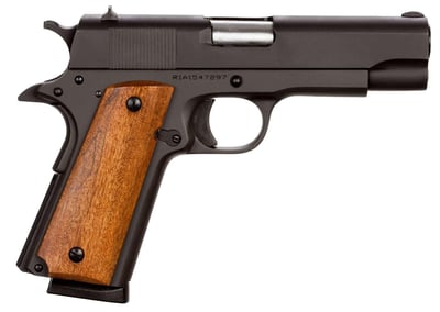 Rock Island 51417 GI Standard MS *CA Compliant 1911A1 45 ACP 4.25" 8+1 Black Parkerized Wood Grip - $422.99