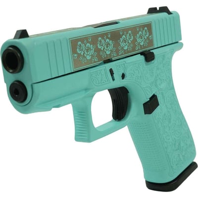 Glock 43X 9mm Capacity: Engraved Glock & Roses Tiffany with Front Rails - $551.99 ($14.99 flat rate shipping)