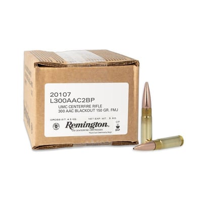 Remington UMC Loose Bulk Rifle Ammunition .300 AAC Blackout 150gr FMJ 1905 fps 200/ct (Bulk Pack) - $229.99