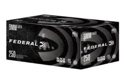 Federal Black Pack 9mm Luger 115gr FMJ Handgun - 250 Rounds - $54.99 