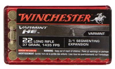 Winchester Ammo S22LRFSP Varmint HE 22 LR 37 gr Hollow Point 50 Rnd - $7.41