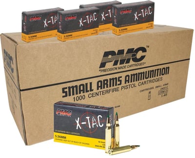 PMC X-Tac Rifle Ammunition 5.56 NATO 62 gr Green Tip 1000/ct Case (50-20/ct Boxes) - $446.49 w/ Code: "DG5" 