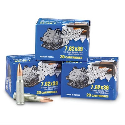 Silver Bear 7.62x39mm 123-Gr. FMJ 500 Rnds - $162.44 (Buyer’s Club price shown - all club orders over $49 ship FREE)
