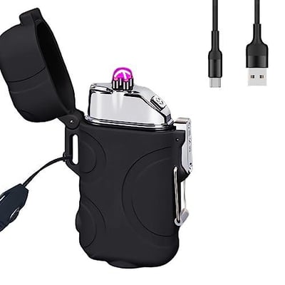 Electric Lighter Plasma Lighter Windproof Waterproof Camping Lighter USB Rechargeable Lighter with Type-C Fast Charging Gift for Men, Father, Husband (Black) - $6.24 + FREE Shipping