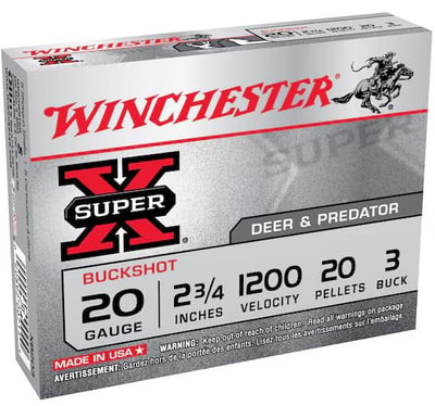 Backorder - Winchester Super X 20 Gauge Buckshot Ammo 2-3/4" 250 Rnds - $308.99 (Free Shipping on $100+ Orders)