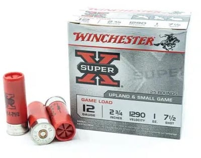 Winchester SUPER X 12 Ga #7.5 Shot 2.75″ 1 oz. 1290 FPS - $87.99 