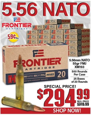 Hornady Frontier 5.56 NATO M193 55 Grain Full Metal Jacket 500 Round Case - $294.99
