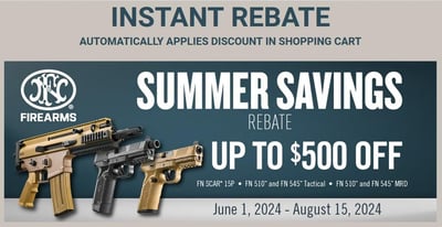 Get Up To $500 Instant Rebate on Select Fn Firearms @ Guns.com