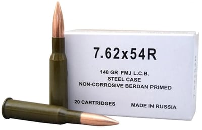 Wolf 7.62x54R 148 Grain FMJ Steel-Case 500 round case 76254FMJ - $329.99  ($8.99 Flat Rate Shipping)
