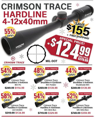 Save up to 50% on Select Scopes + FREE SHIPPING On All Optics! @ Midsouth Shooters Supply 