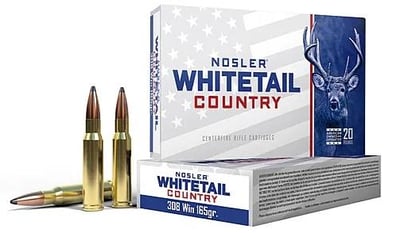 Nosler Whitetail Country Rifle Ammunition .308 Win 165gr SP 2800 fps 20/ct - $24.99 