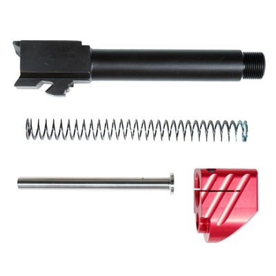 Upgrade Your Glock Kit: Davidson Defense Glock Compensator 6061 Aluminum, Anodized Type 2 Red Single port comp 1/2x28 with clamping set screws + ELD Performance Match Grade 9mm Glock 19 Compatible Nitride Melonite 1-16T Threaded Barrel - $139.99 (FREE S/H over $120)
