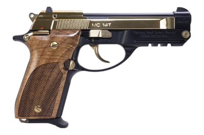Girsan MC 14T Solution Sports South Exclusive Compact 380 ACP 13+1 4.50" Gold Plated Steel Tip-Up Barrel, Serrated Slide & Aluminum Frame w/Accessory Rail, Walnut Checkered Grip Ambidextrous - $505.98