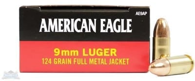 Federal American Eagle 9mm 124gr FMJ 50rds AE9AP - $15.99