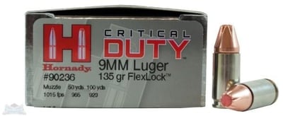 Hornady Critical Duty 9mm 135gr FlexLock 25rds - $24.99