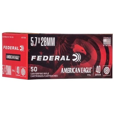 Federal AE5728A American Eagle 5.7mmX28mm 40 GR FMJ 50 Rounds - $26.99 