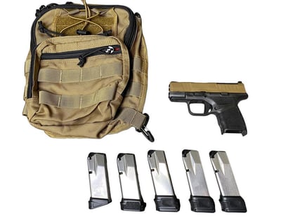 Springfield Hellcat 9mm 3" Barrel FDE Slide/Blk Frame W/Tan Sling Bag 1-11rd 1-13rd 3-15rd - $577.77 (Free S/H on Firearms)