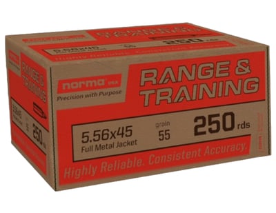 Norma Range & Training 5.56 55gr FMJ, 250rd - $129.99