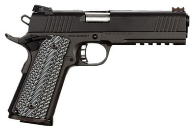 SALE PRICE Rock Island 51485 Tac Ultra FS 45 ACP Caliber with 5" Barrel, 8+1 Capacity, Overall Black Parkerized Finish Steel, Picatinny Rail/Beavertail Frame, Serrated Slide & Black & Gray G10 Grip - $446.95