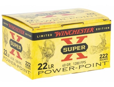 Winchester Super-X .22 Long Rifle 40 Grain Copper Plated Hollow Point Brass Cased - $20.19 (Free S/H over $49 + Get 2% back from your order in OP Bucks)