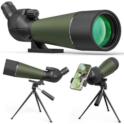 34% off CVLIFE Spotting Scope with Tripod, 20-60x80 Spotter Scope with Phone Adapter, BAK4 High Definition, Wide Field of View, Waterproof Spotting Scopes for Bird Watching, Wildlife Viewing w/code BPGJ3IQE  + FREE Shipping