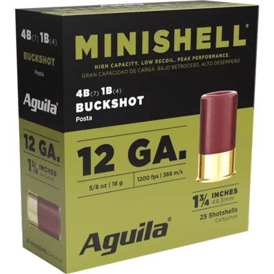 Aguila Minishells 12Ga 1.75" 5/8oz #4 buck & #1 buck 25rd - $22.99 (S/H $19.99 Firearms, $9.99 Accessories)