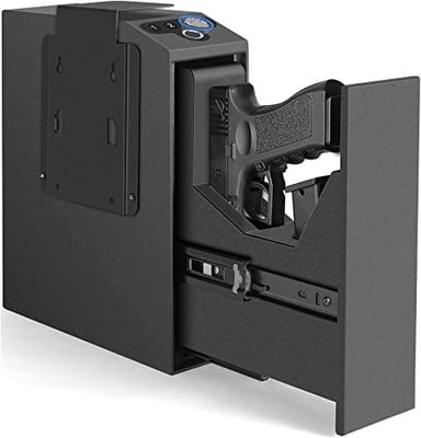 Biometric Slider Handgun Gun Safe for Nightstand, Desk, Bed Side,Truck - Auto Sliding Door Hand Gun Safe for Pistol -with Fingerprint, PIN Code, KEY Access - $138 + FREE Shipping